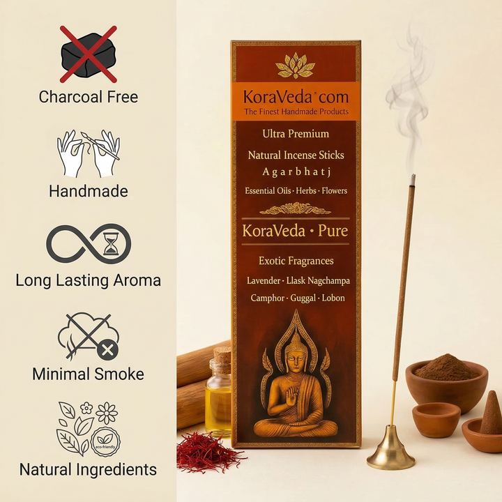 Pure Fragrance Ayurvedic Incense Sticks – Handmade & Charcoal-Free