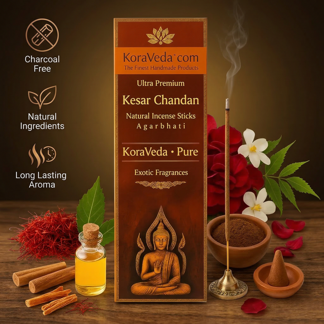 Kesar Chandan Ayurvedic Incense Sticks – Natural & Charcoal-Free