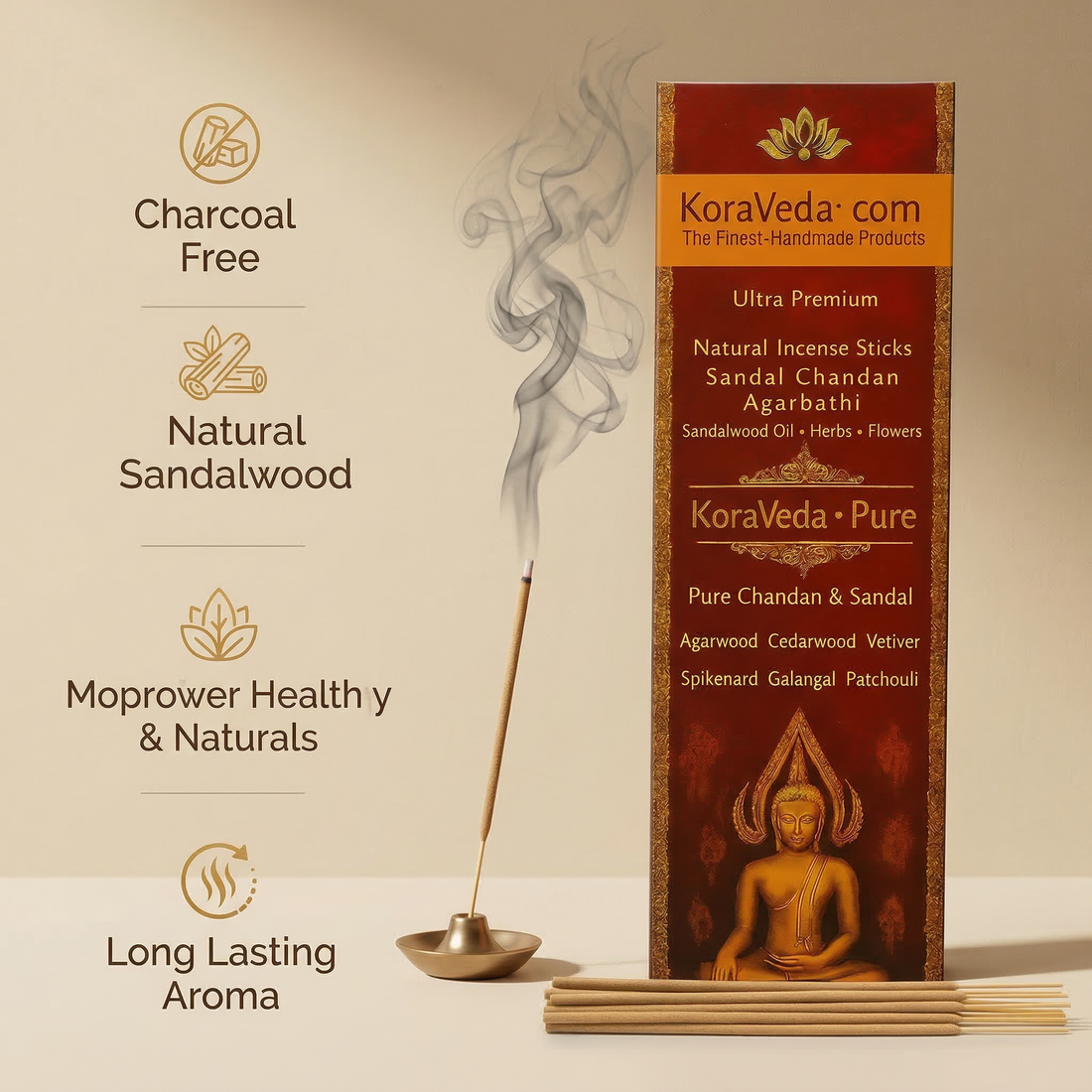 Sandal Chandan Ayurvedic Incense Sticks – Natural & Charcoal-Free