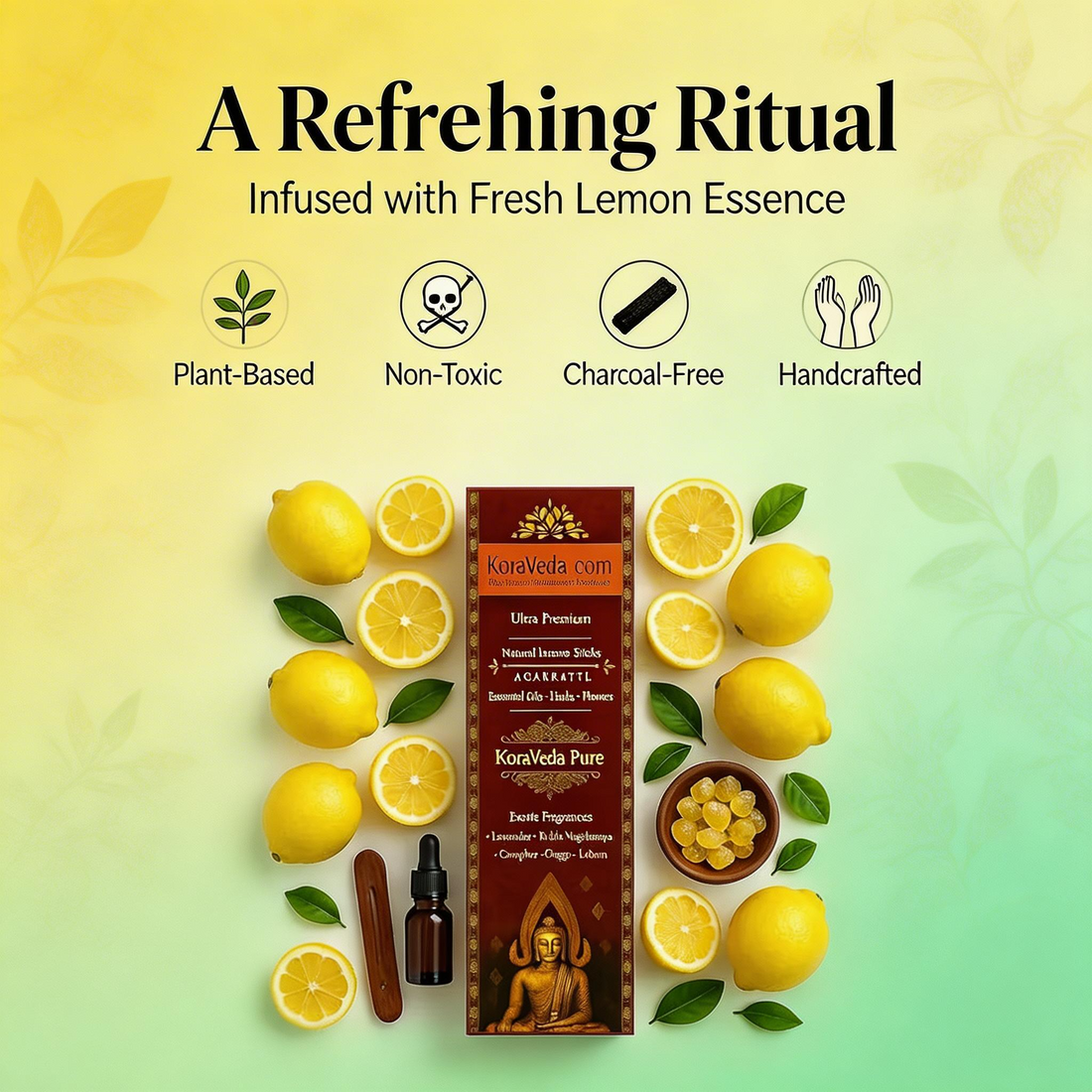 Fresh Lemon Ayurvedic Incense Sticks – Natural & Charcoal-Free