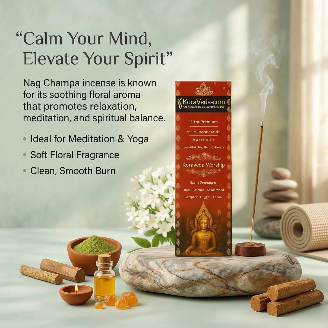 Nag Champa Ayurvedic Incense Sticks – Natural & Charcoal-Free