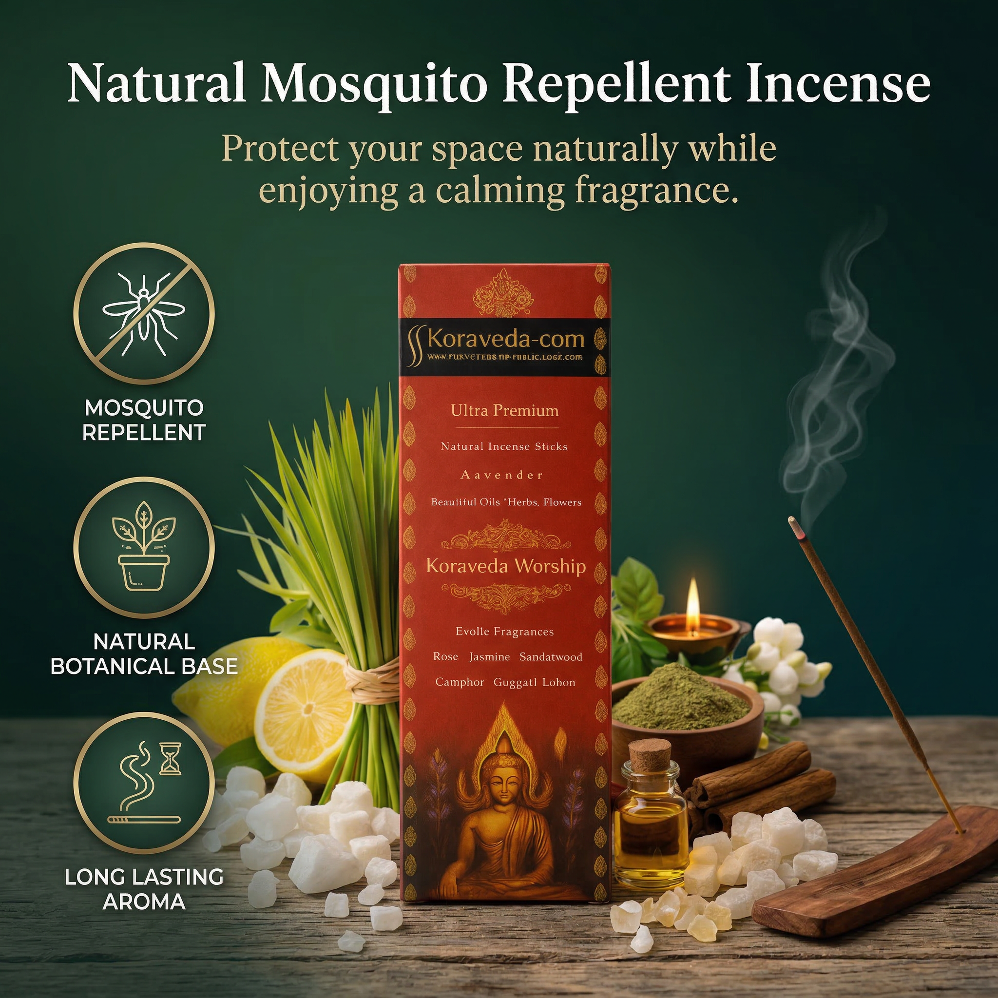 Koraveda Worship Natural Mosquito Repellent Incense