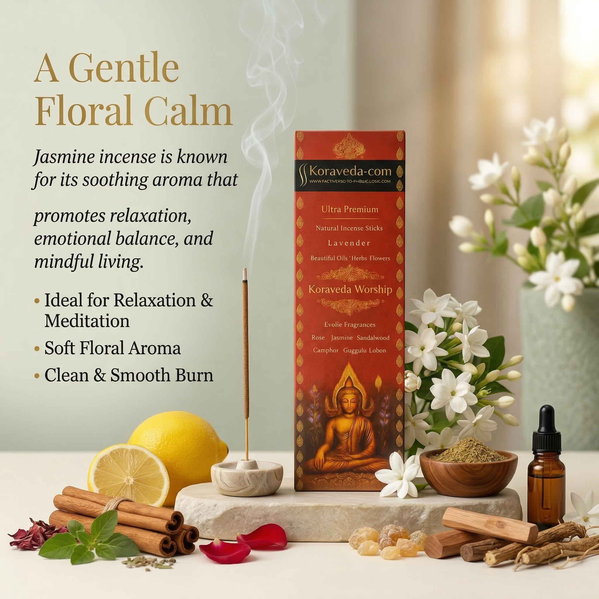 Jasmine Ayurvedic Incense Sticks – Natural & Charcoal-Free