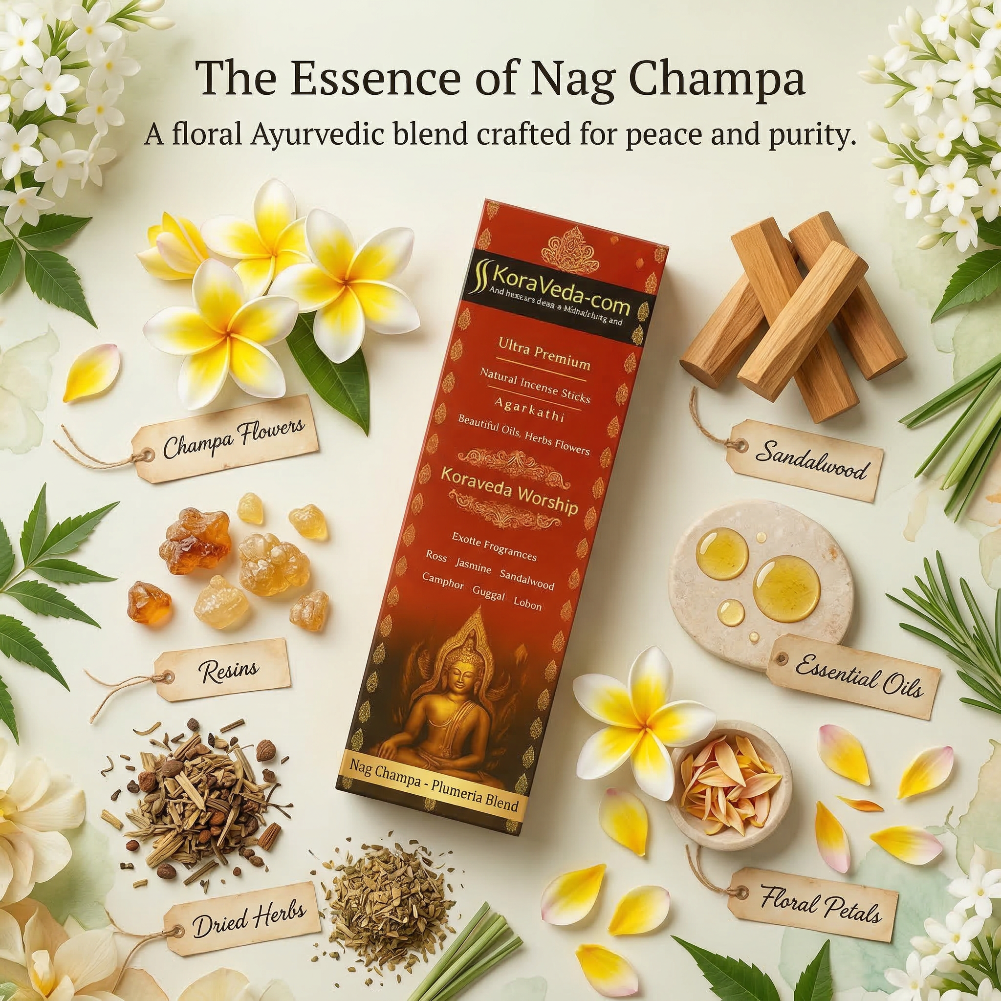 Nag Champa Ayurvedic Incense Sticks – Natural & Charcoal-Free