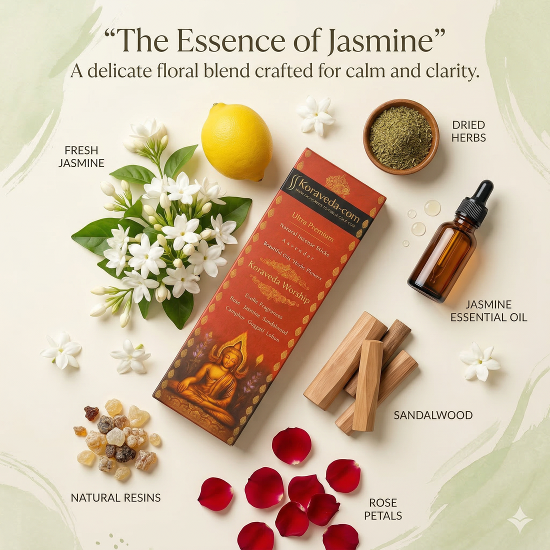 Jasmine Ayurvedic Incense Sticks – Natural & Charcoal-Free