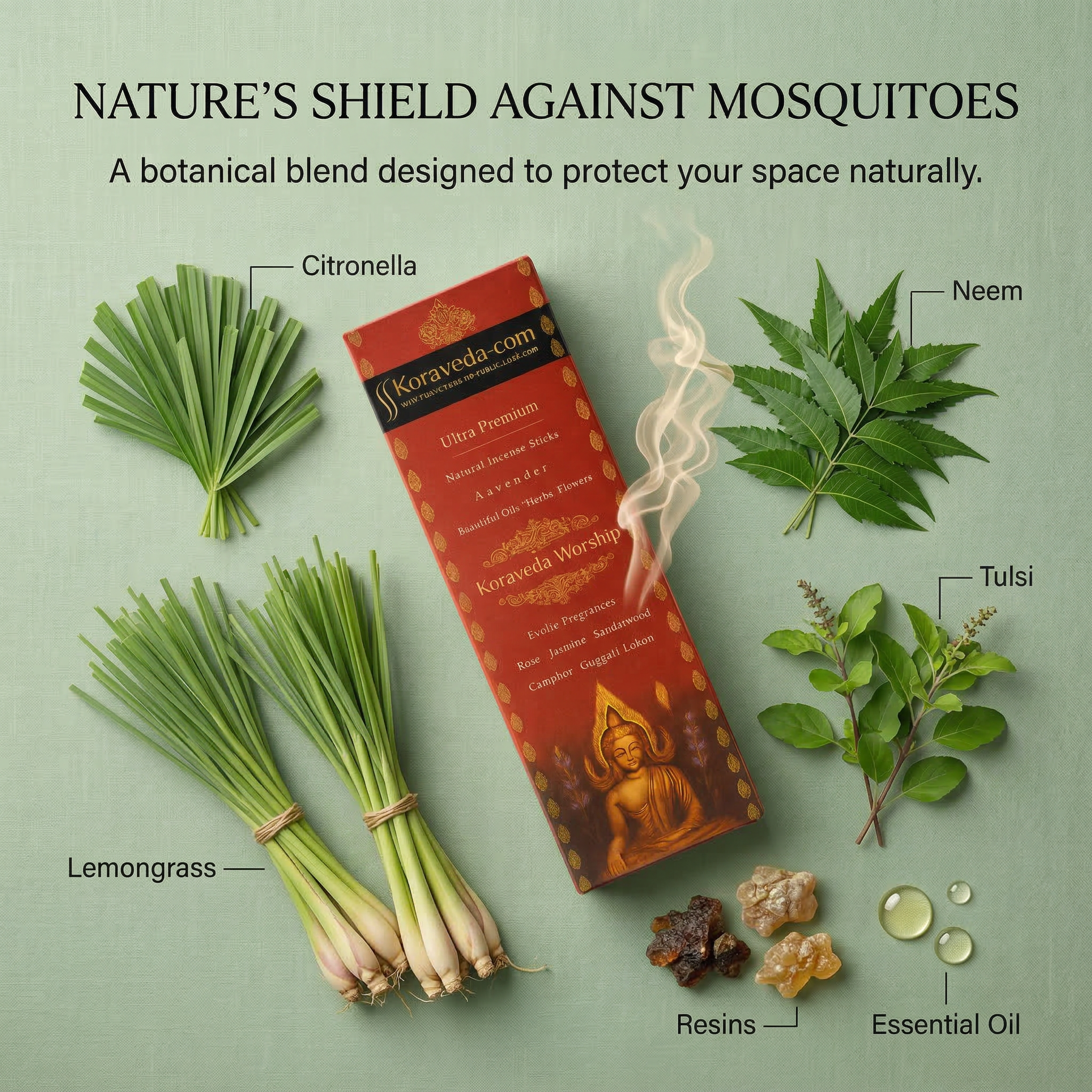 Koraveda Worship Natural Mosquito Repellent Incense